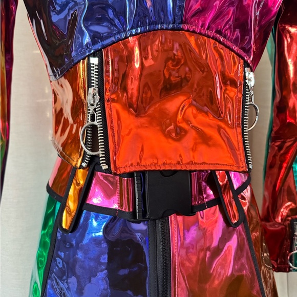 NWOT Club Exx by Dolls Kill Mirrored Color Block Moto Jacket, Sz M& Skirt Sz S - Picture 10 of 16